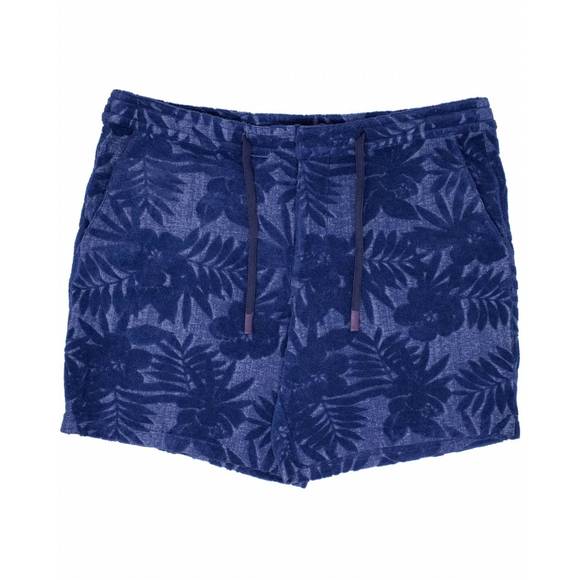 NEW LORDS OF HARLECH sam farm floral towel short in navy - Picture 1 of 2